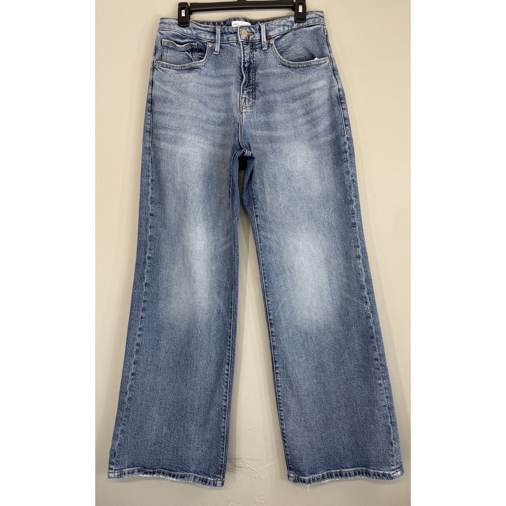 Good American Jeans 8/29 Good Ease Wide Leg Relaxed Fit High Rise Blue Denim
